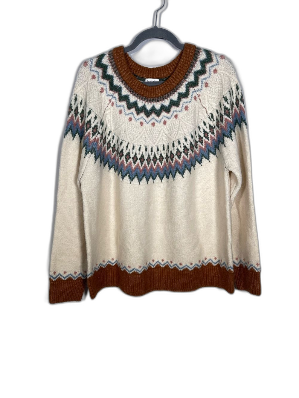 ARULA ALTAR’D STATE WOMENS FAIR ISLE SWEATER CREAM TAN A/14-16/1X
